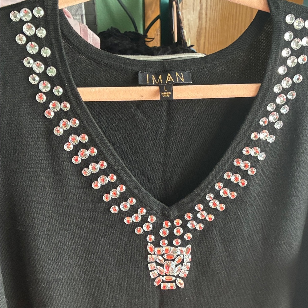 IMAN Black Tunic with Silver Accents